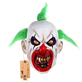

H&D Halloween Scary Clown Costumes Mask Green Hairs Party Cosplay Face Adult Latex Masks