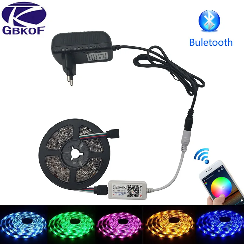 

smd 5050 rgb led strip light Waterproof 12V 5m 10m Led Ribbon With RGB tape controller Bluetooth 44key remote kitchen decoration
