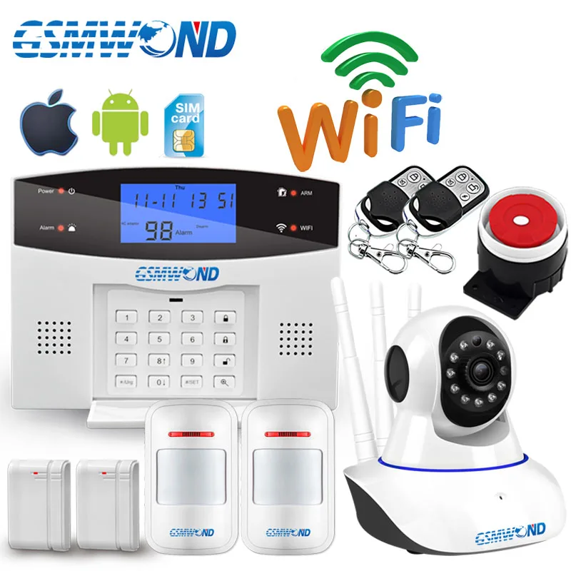 Wifi GSM PSTN hogar sistema de alarma antirrobo 433 MHz Sensor inalámbrico alarma de seguridad Dial automático grabación IOS Android APP