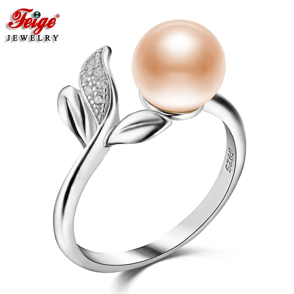 

Feige 925 Sterling Silver Finger Ring Cute Style Accessories 7-8mm Pink Freshwater Pearl Rings for Women Anillos Fine Jewelry