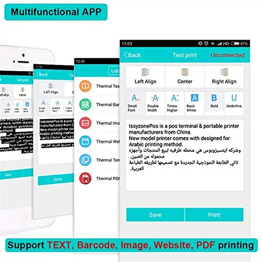 IssyzonePOS IPM002 Bluetooth термопринтер 58 мм поддержка PDF веб-Тайский арабский принт wifi принтер для Android IOS