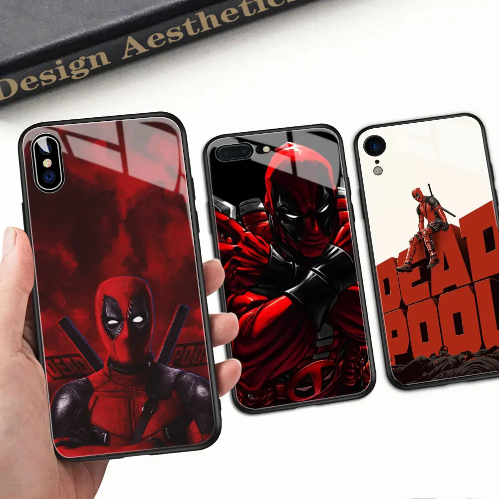 

FinderCase for iPhone 8 Plus Case Glass Hark Back Cover Deadpool XS Case for iPhone 6 6s 7 8 Plus XS Max XR X 11 pro max