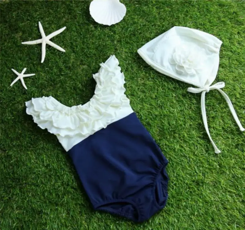 Retail Family Matching Swimsuit Mother Daughter Swimwear Ruffles Collar