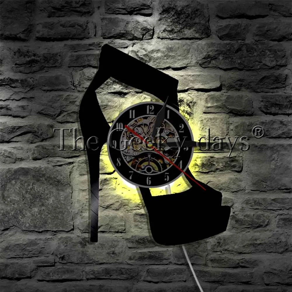 1 шт.; обувь на высоком каблуке; разноцветный светодиодный настенный светильник; Модный светодиодный настенный светильник; настенные часы с светодиодный подсветкой