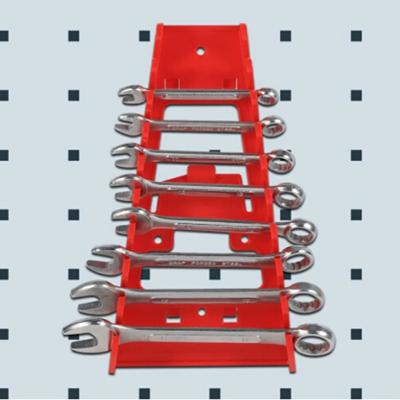 

Hot Sale Creative Wall Mounted Plastic Red 9 Slot Wrenches Rack Standard Organizer Holder Tools Storage Holders