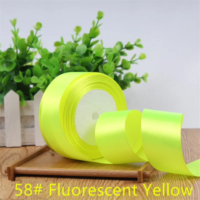 Fluorescent Yellow 4 см Длина 22 метра 1 шт. лента с розами ручной работы праздничное украшение для свадебного торта стул обратно подарочная упаковка ленты для рукоделия - Цвет: Fluorescent Yellow