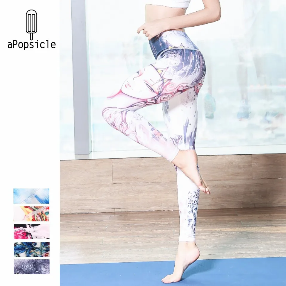 

Fashion Printing Yoga Pants Leggings Women Stretch Push Up Mid-Waist Yoga Women Pants Sexy Exercise Unique Style Many Colors