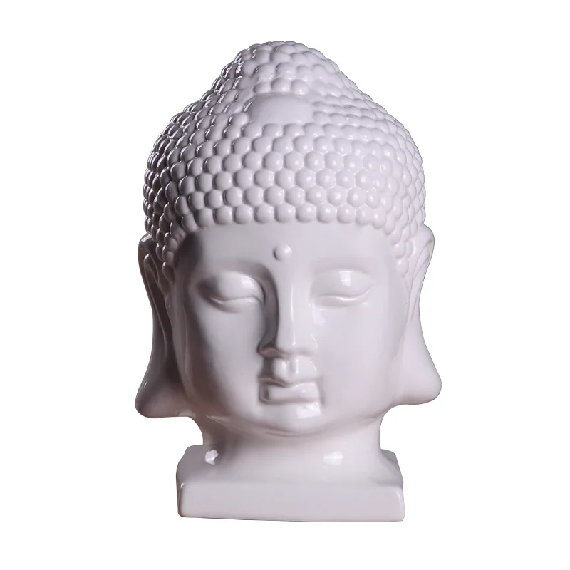 

Modern Simple Desktop Ceramic Decorations Figurines Nordic Style White Porcelain Buddha Head Office Decor Bright Ceramic Crafts