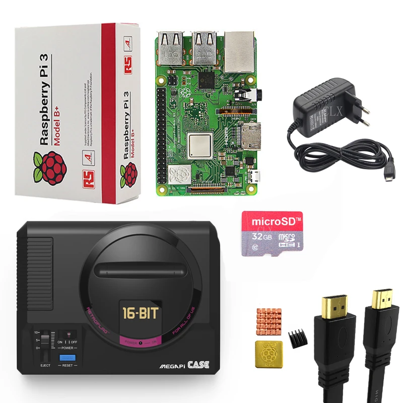 

Retroflag MEGAPi Case +Raspberry pi 3B+(Plus)+16/32GB card+5V 3Apower+HDMI+Heat sink for Raspberry pi 3B+