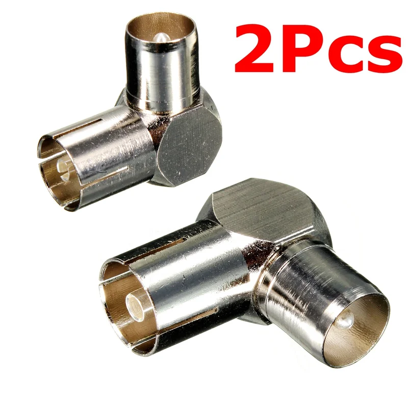 

2pcs/lot TV Aerial Antenna Plug Connector Adapter Steel Right Angle Plug to Socket Coax Cable For Wall Mounted TVs