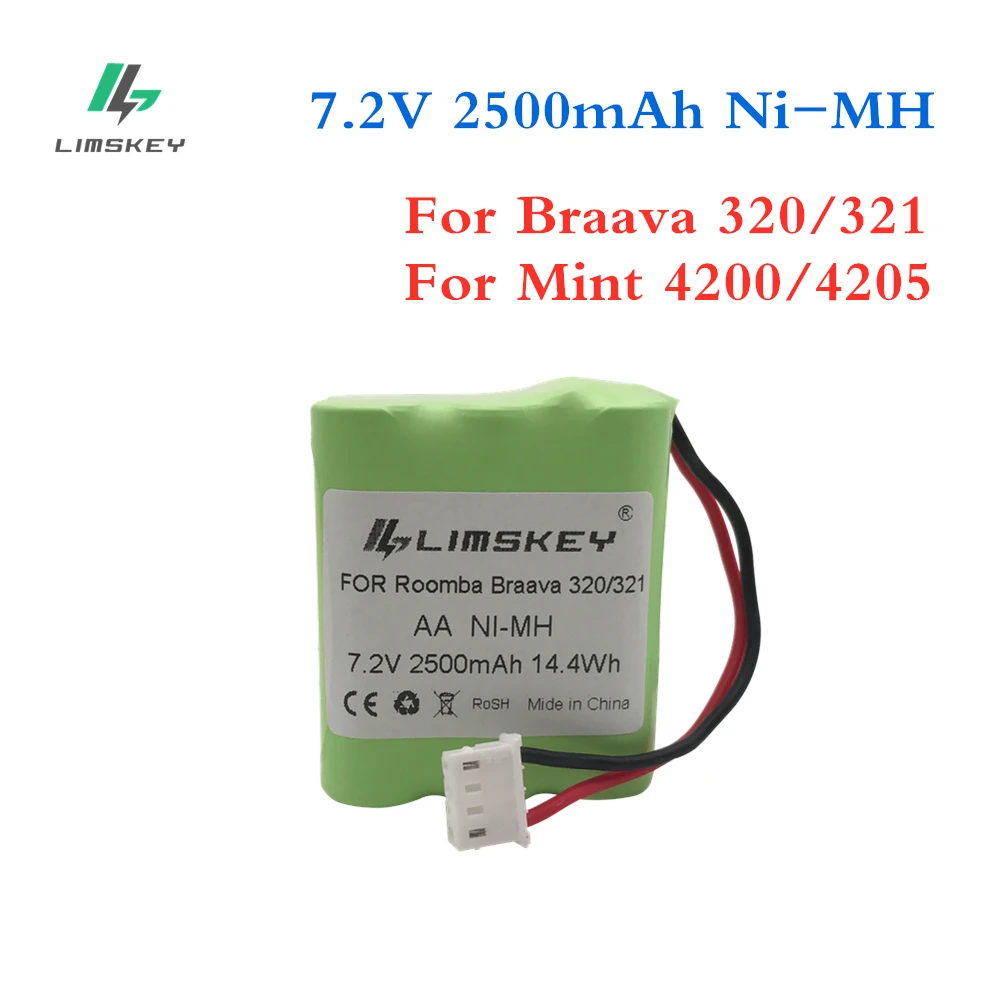 Limskey 7,2 в Ni-MH аккумулятор 2500 мАч для iRobot Braava 320 321 для мятного 4200 4205 пылесос для пола Робот 4408927 7,2 Вольт - Цвет: Золотой