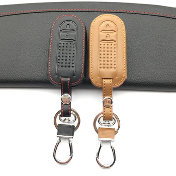 

Top layer genuine leather car key case keyboard cover For Toyota Daihatsu TANTO LA600S Perodua 2 buttons car keys accessories