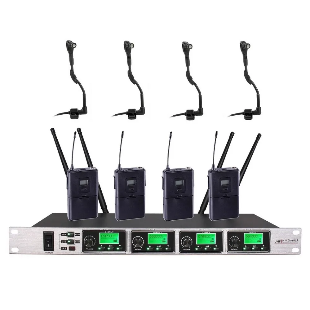 Professional 4 channel wireless microphone Wireless Instrument