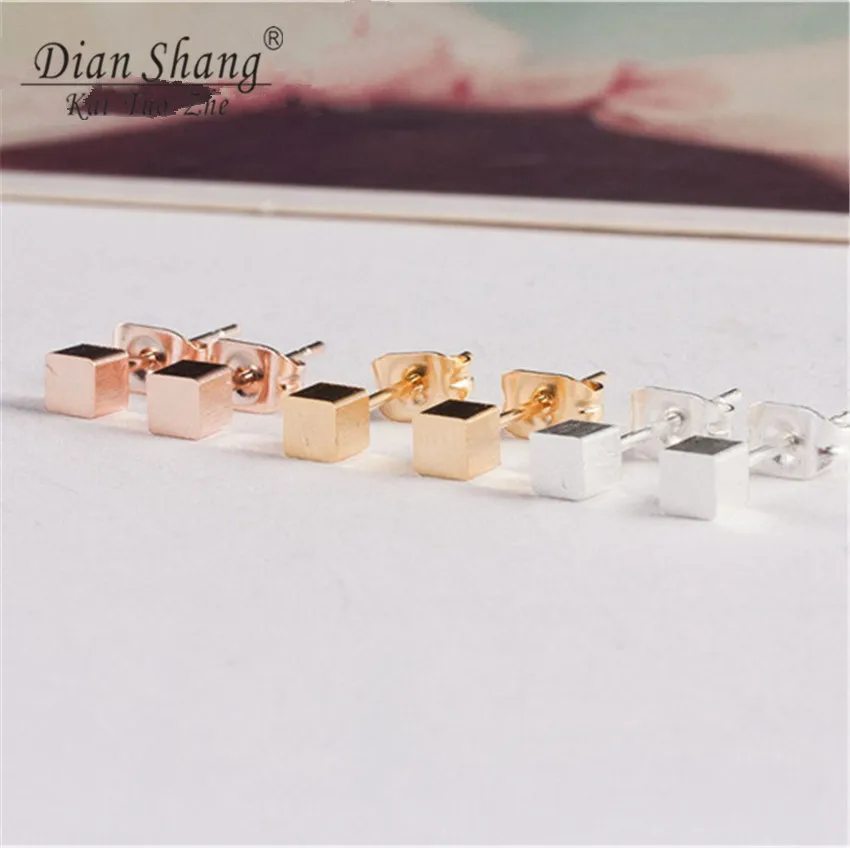 10 пар, из нержавеющей стали, геометрические крошечные квадратный куб, женские Украшения, серьги, Детские Pendientes Mujer Moda