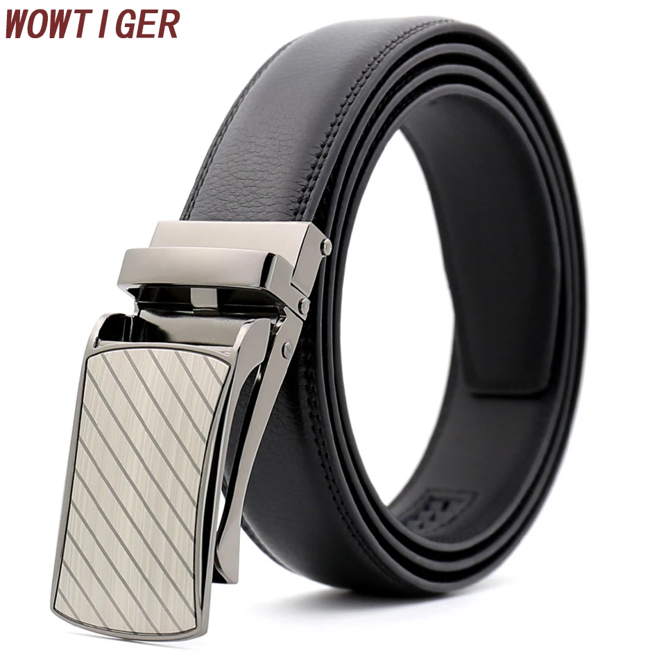WOWTIGER New Men`s designer Ratchet Cowhide Genuine Leather Belt For ...