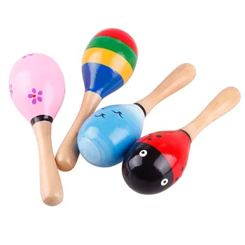 Fashion New Practical Hot Wooden Maraca Wood Rattles Kid Musical Party Favor Child Baby Shaker Toy #27398 1