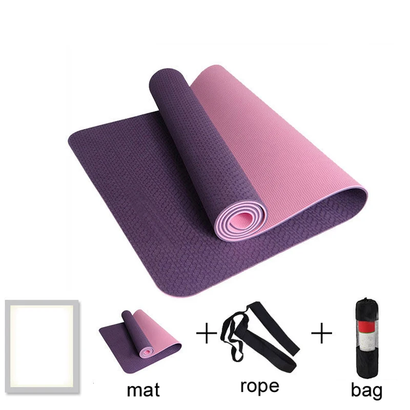 

183x61x0.6cm Non-Slip Yoga Mat TPE With Bag Rope Double Layers Fitness Gym Pilates Exercise Mat Gymnastics Colchonete Pad