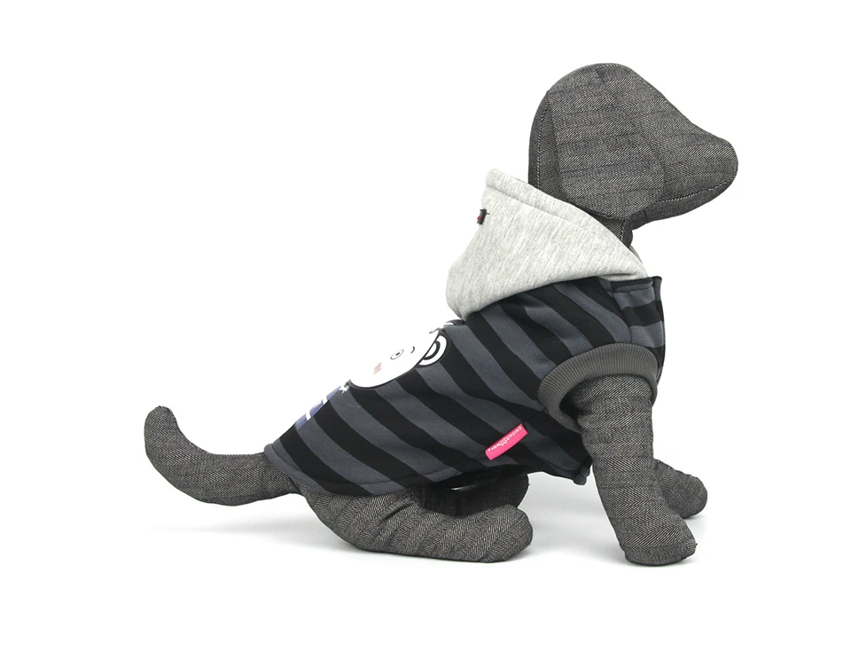 2018 Pet Dog Coat Jacket Autumn&Winter Dog Clothes For Small Medium Dogs Thick Cotton Coat Black Striped Bear Pattern Hoodie XXL 309