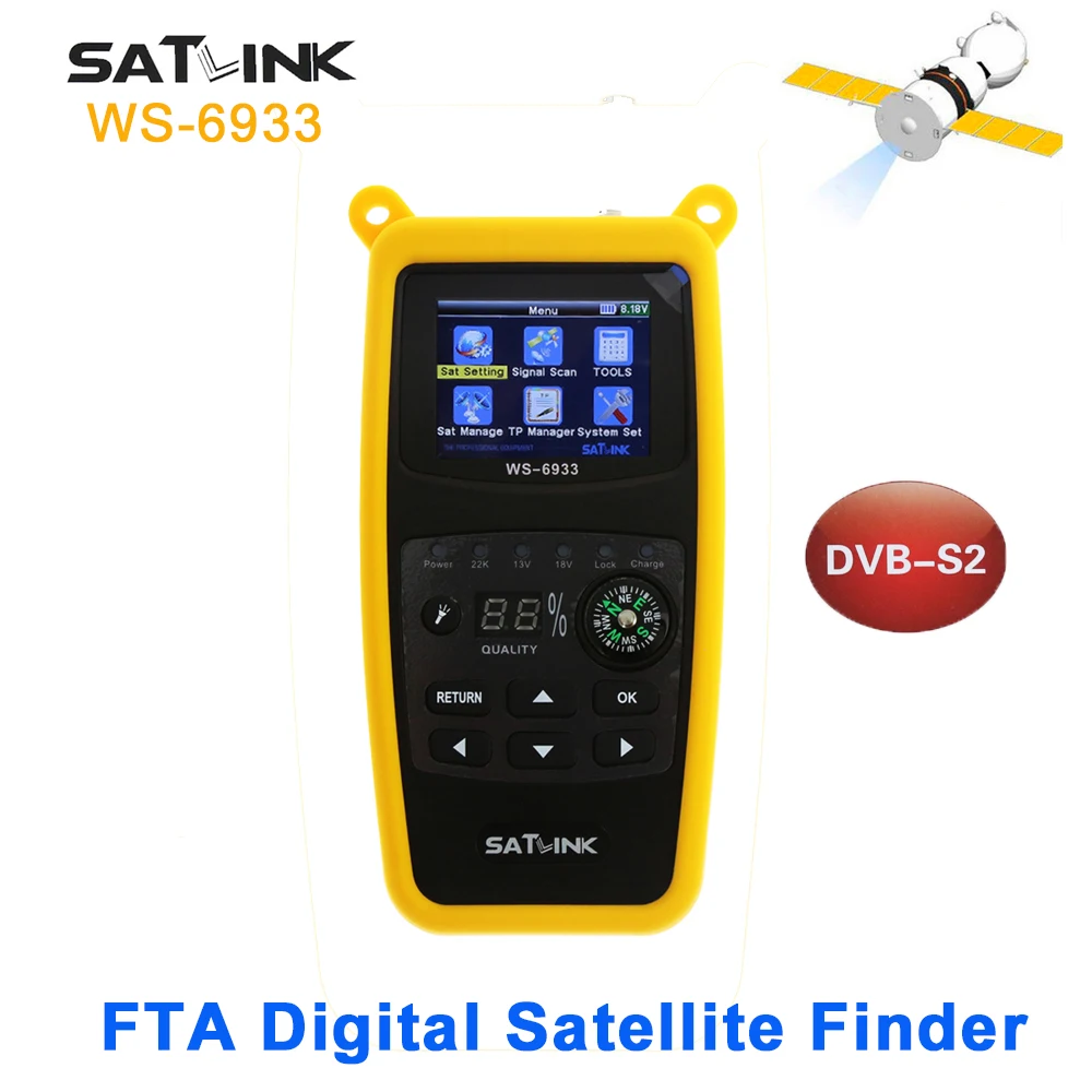 

Satlink ws-6933 Satellite Finder DVB-S2 2.1 Inch LCD Display FTA C&KU Band 6933 WS6933 Digital Satellite Finder Meter satfinder