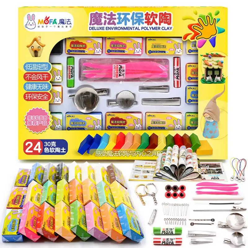 

24 Colors 720g Polymer Oven Bake Colored Clay Set With Tools Fimo Modeling Clay Educational Toys Children Baking Fimo Polymer Cl