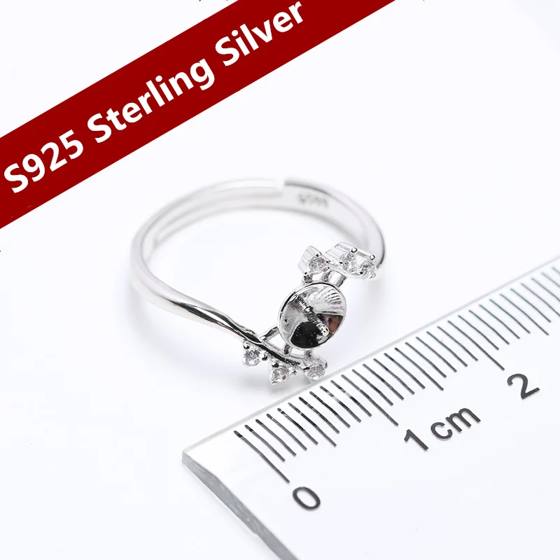 925 sterling silver Flower Basket adjustable size pearl Open Size Adjustable Rings DIY Findings&Components Free shipping Jewelry Findings