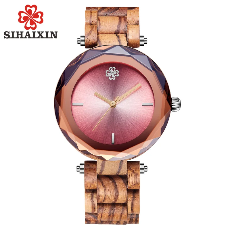 

SIHAIXIN wooden bamboo watch female 2018 new arrival Sapphire Glass with full wood band lady wristwatch famous women clock