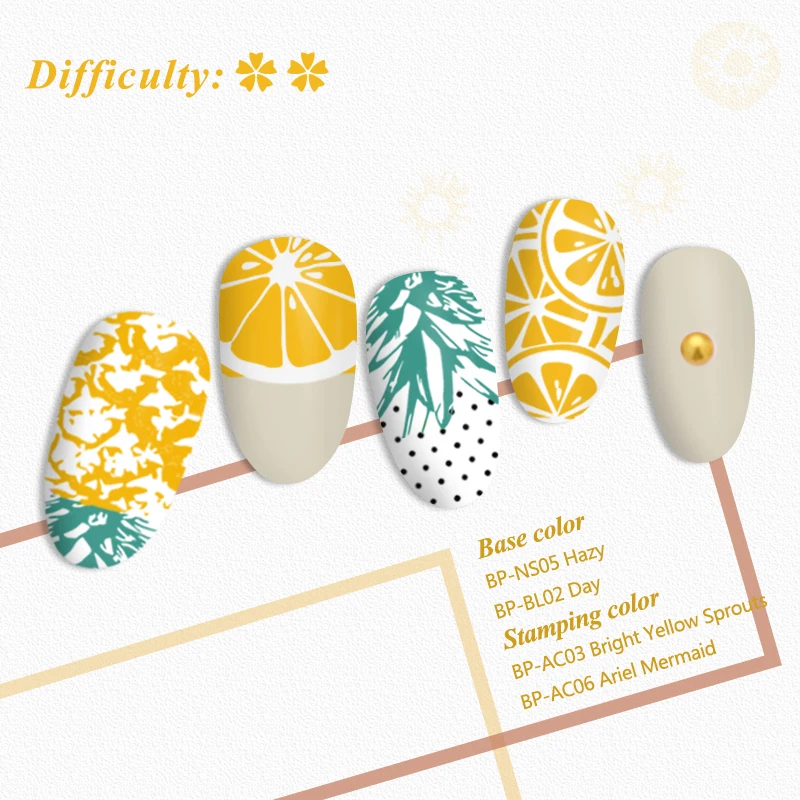 BORN PRETTY Nail Stamping Plates Lemon Watermelon Tropical Punch Patterns DIY Image Printing Plate Nail Art Template Manicure