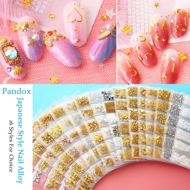 

1 Pack Mixed 3D DIY Hollow Metal Frame Nail Art Decorations Gold Rivet Manicure Accessories DIY Shell Slider Nail Studs