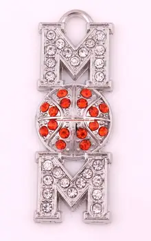 

New Arrival Mother's day jewelry 50pcs red crystals Basketball MOM sports pendant(P500134)
