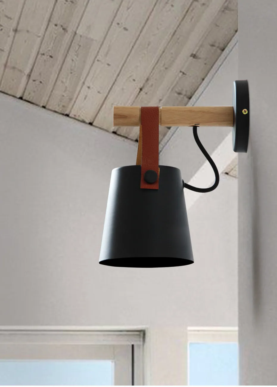 Madeira do Vintage Conduziu a Lâmpada de Parede Luzes de Parede de Cabeceira Nordic Loft Quarto Corredor Hotel 110-240v Decoração Luzes & Iluminação 11 Nordic loft madeira do vintage conduziu a