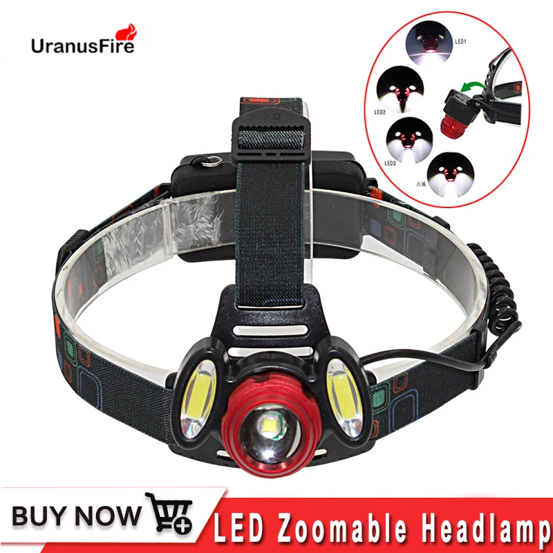 

LED Headlamp Zoomable 1800LM T6 COB Head Flashlight Torch Sensor Rechargeable Head Light Forehead Lamp Head Fishing Headlight
