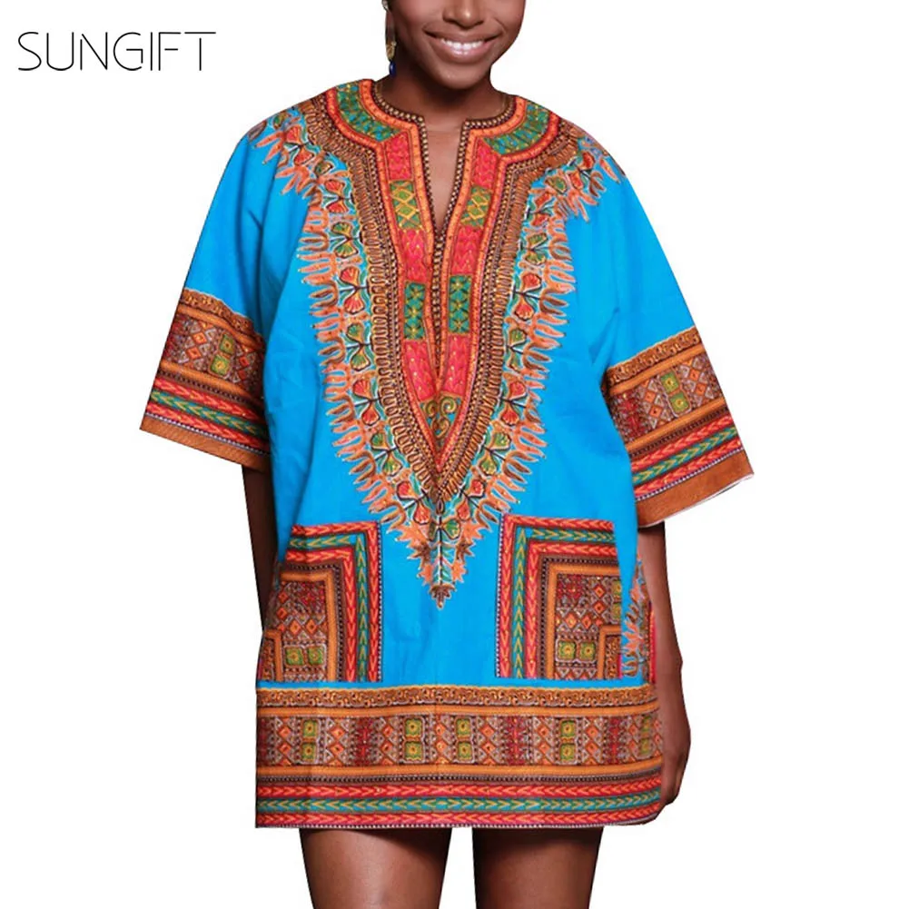 Женское платье в африканском стиле с принтом Дашики SUNGIFT свободные повседневные