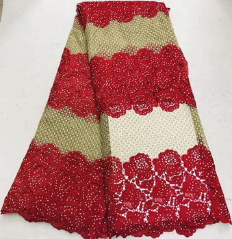 

African cord lace fabric with stone latest african laces 2019 blue guipure lace fabric nigerian lace fabrics for dress WD-A69