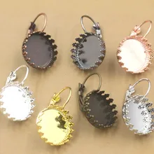 Пустая французская проволока, зажим, крюк, серьги, основы, круглая корона, гнездо полимерные Кабошоны, клипсы для ушей, сделай сам, результаты, многоцветные