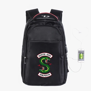 

New Riverdale Southside Serpents Backpacks School Bag USB Charging Laptop Shoulders Bags Travel Bags Students Bookbags Mochila