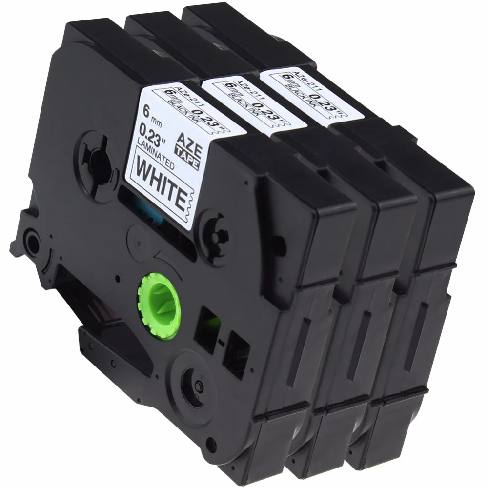 3 Pack TZe211 Compatible Label Tape for Brother TZe 211 TZ 211 TZ211 ...