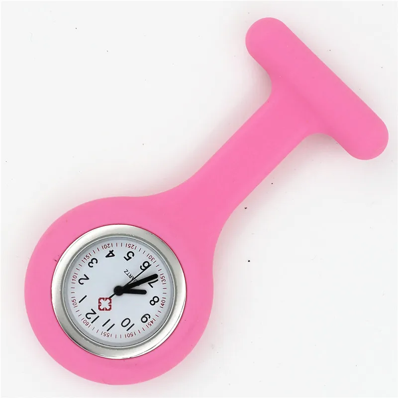 silicone nurse watch fob pocket quartz medical watch dots doctor nursing lapel gift hospital health brooch watch wholesale - Цвет: pink