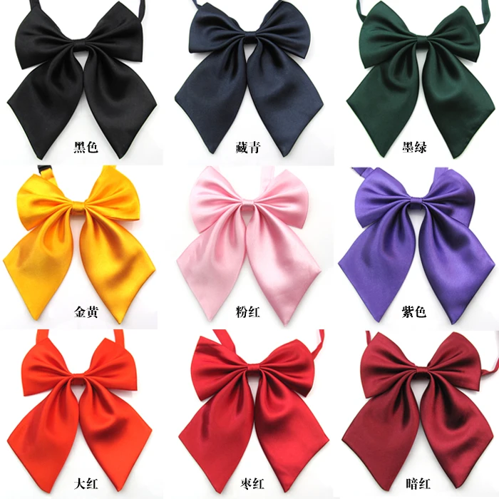 

Wholesale Pure Solid Color Girls School Uniform Cravat Professional Women Accessories Bow Tie Butterfly Knot