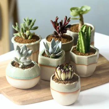 

Balcony Bonsai pot Retro small garden pots desktop Pottery Flower pot indoor Succulent plant pot girl's small desktop decorate