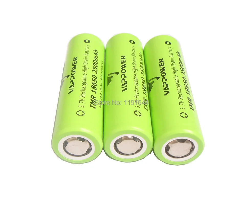 10 шт./лот, подлинные 3,6 V Vappower IMR 18650 2500mAh 35A, батарея для электронной сигареты