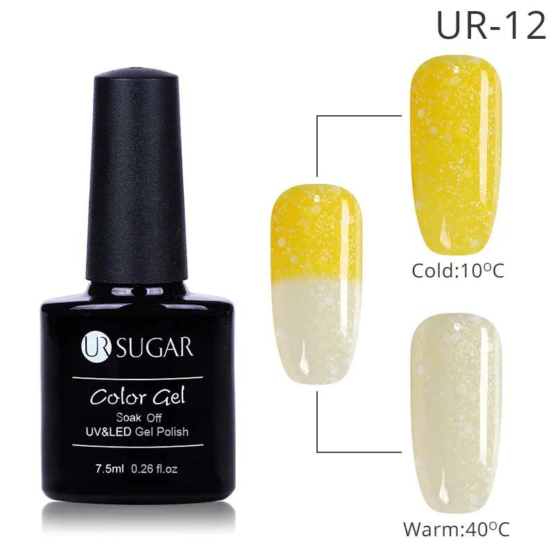 Ur Sugar/Гель-лак для ногтей, меняющий цвет, снежинка, Термальный УФ-Гель-лак, 7,5 мл, замачиваемый, блестящий Гель-лак для ногтей - Цвет: UR-12