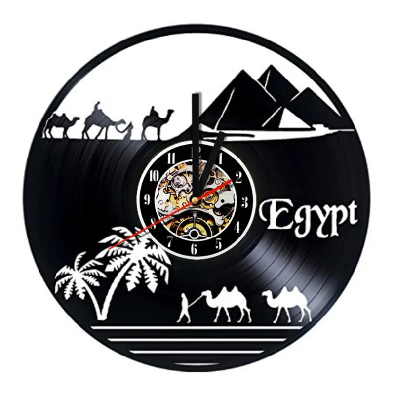 Египетский город антикварные виниловые LP записывающие Висячие настенные часы
