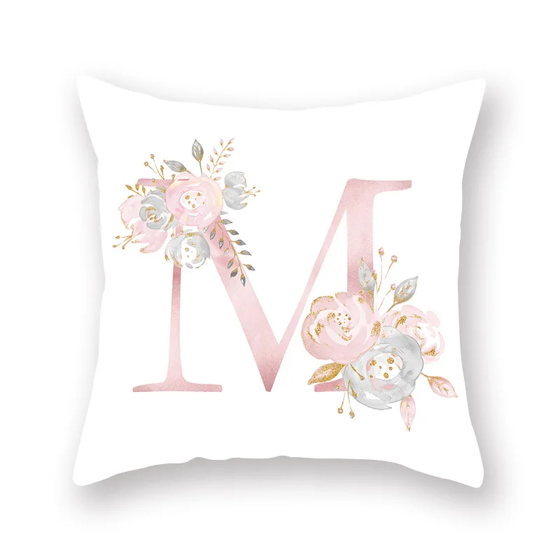 Flower Pillow Cover 45x45cm Kids Room English Alphabet For Home goods 1PC Flower Pillowcase Polyester Flower Pillow Cover 45x45cm Kids Room English Alphabet For Home goods 1PC Flower Pillowcase Polyester
