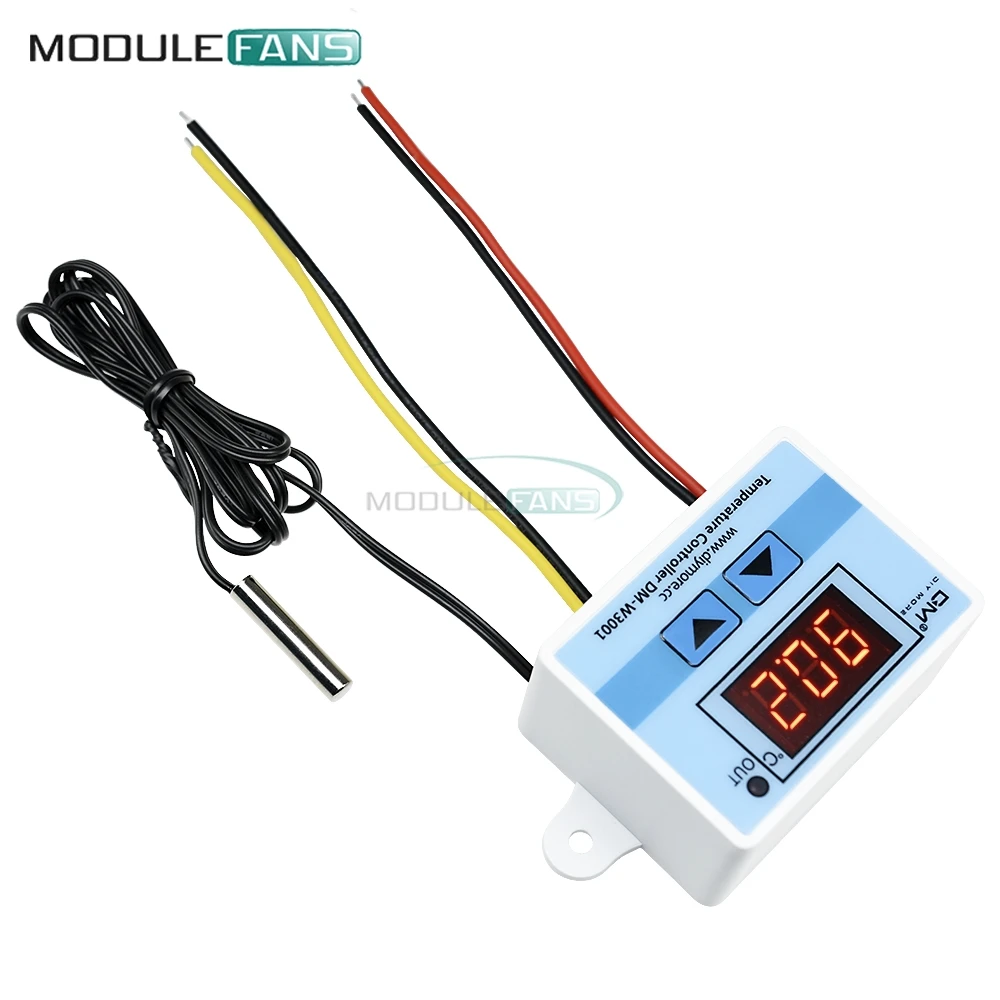 

DC 12V W3001 Temperature Controller Digital LED Temperature Controller Thermometer Thermo Controller Switch Probe