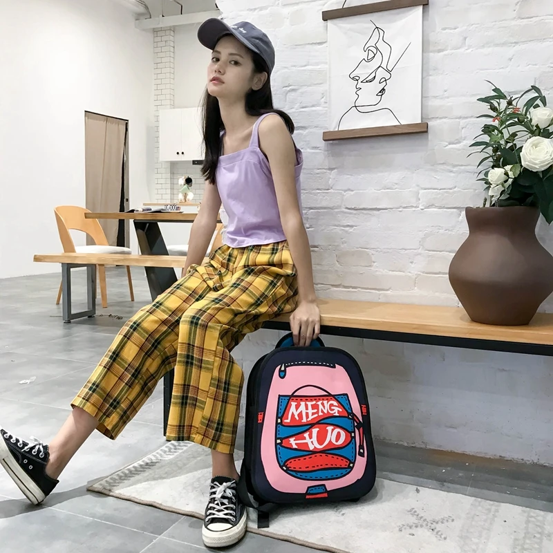 Menghuo New 3D Anime Cartoon Women Backpack School Bag Nylon 2D Style Travel Drawing Book Backpack Mochilas for Teenagers Gilrs (33)