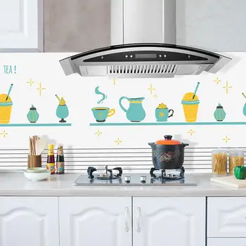 Oil proof Stickers Kitchen Resistance Aluminum Foil Paper Tile Stove Removable Wall Decals Stickers Home Kitchen Wallpaper