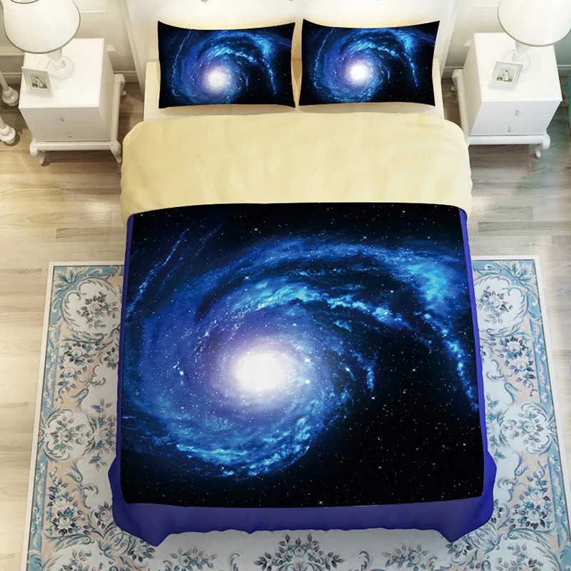 hot sale 3D galaxy star starry sky nightly design twin queen bedding