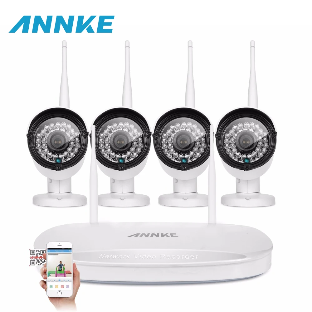

ANNKE NVR CCTV System 4CH 960P HD Wi-Fi Home Video Surveillance System 1.3MP wireless waterproof for indoor outdoor monitor