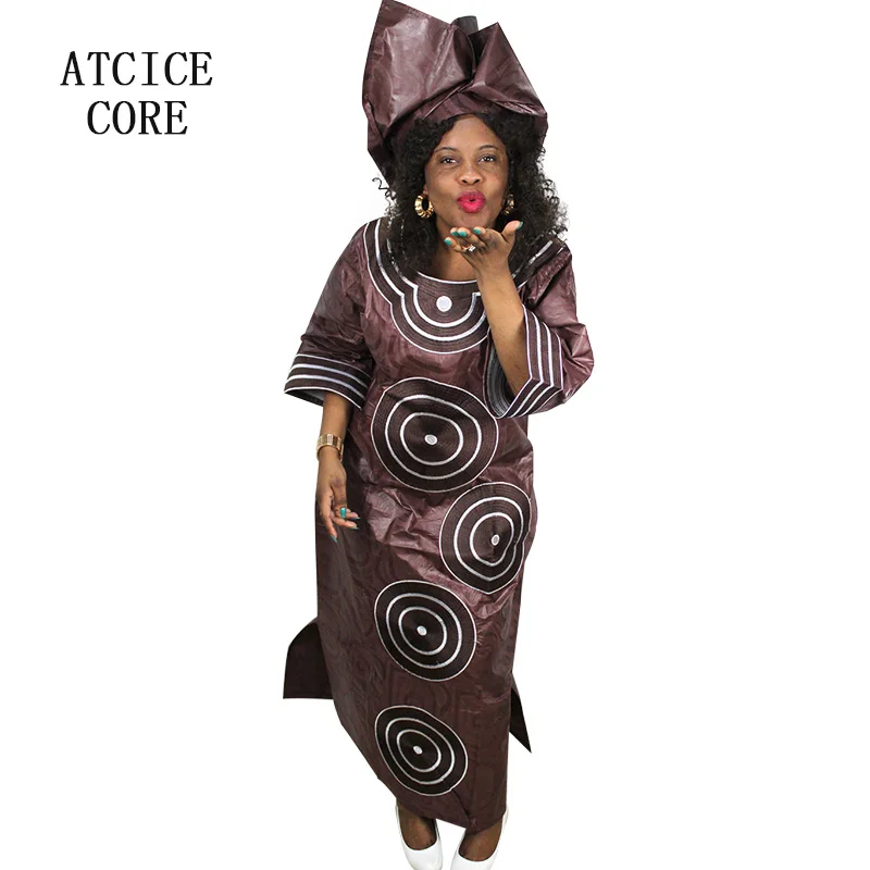 Африканские платья для женщин Базен riche вышивка дизайн длинное платье A238