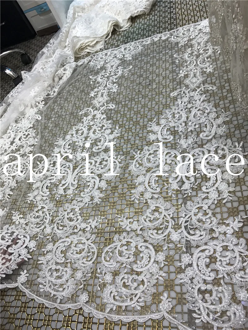 5 ярдов/серия aa1003 offwhite Сияющие Блестки Роскошные хорошее качество вышивка кружевной ткани для торжественное платье